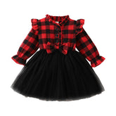 EWODOS 1-5 Years Toddler Girls Christmas Dress Sweet Plaid V-Neck Long-TB00839-Veeddydropshipping